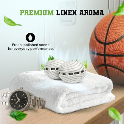 Shoe Freshener Balls 6 Pack - Linen Scent Deodorizer - Reusable Shoe Deodorizer Insert - Long Lasting Air Freshener for Sports, Athletes, Closer, and Bags - Fragrance by Perfa