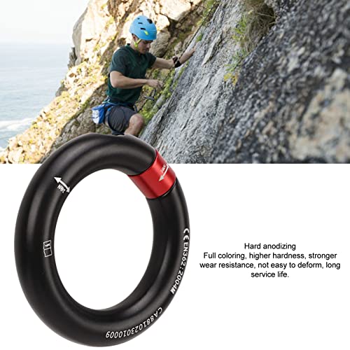 Rappel Ring, Rock Climbing O Ring Safe to Use Abrasion Resistance Uniform Force for Mountaineering - color: Black