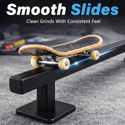 Fingerboard Rail,11" Metal Square Grind Rail for Finger Skateboards,Solid Steel Obstacle Weighted Base & Non-Slip Pads,Portable Desk Skatepark Accessory Tricks Grinds Slides,with 2 Fingerboards. - size: square