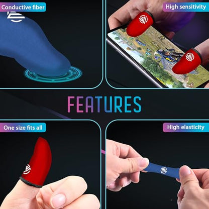 Gaming Finger Sleeves Cots Gloves Covers Protectors Thumb Hand Guard Sleeve for PUBG Mobile Phone Gamer Grip Pro - color: Blaze Fusion