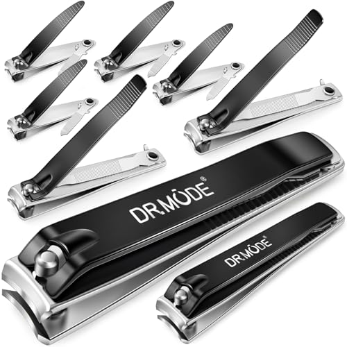 DRMODE Finger Nail Clippers Adult - 8 Pack Nail Clippers Set for Men Women with Nail File, Sharp Stainless Steel Fingernail & Toenail Clippers Curved Cutter Trimmer - style: 8 Pack -Black
