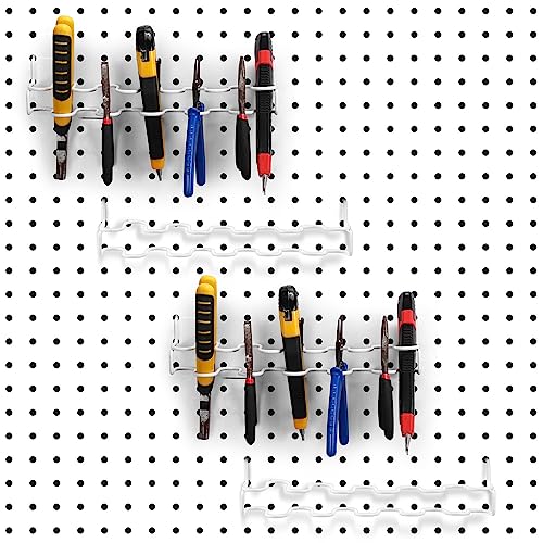 Hanaive 4 Pieces Pegboard Pliers Holder, Holds 11 Plier Per Rack, Steel Pegboard Hooks Pliers Peg Board Organizer Accessories Organizer for Workbench Garage Tool Shed Craft Room(White) - color: White