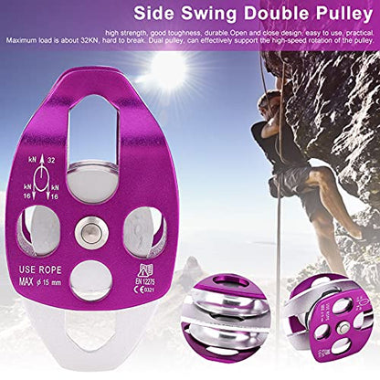 RiToEasysports Dual Pulley, for Rock Climbing Mountaineering, Suitable for Outdoor Exploring, Side Swing, Block and Tackle, Tandem Pulley