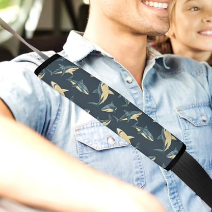 2PCS Soft Padded Car Seat Straps Shoulder Pads for Adult Use, Most Cars, Camouflage Sharks Shoulder Protector, Shock Absorption - color: Pattern 963