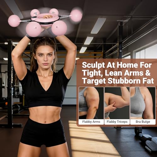 Arm Workout Equipment, 360° Shoulder Reliever Ball Swing, Upper Body Workout Equipment Rotating Cordless Battle Rope Arm Trainer for Forearm, Chest, Shoulder & Wrist Strength for Men & Women - Pink - style: Pink
