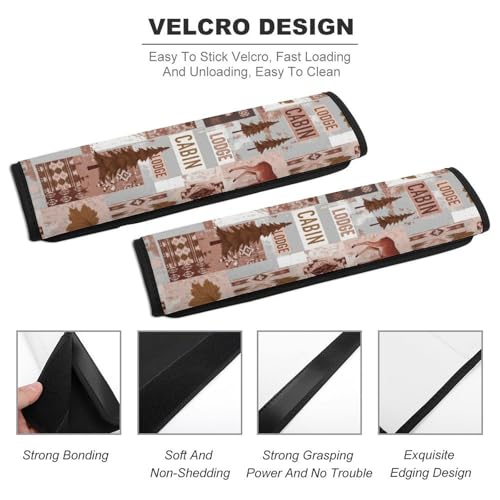 Soft Padded Seat Belt Cover for Girls and Boys, Stroller Pushchair High Chair, 2 Piece Bear Deer Elk Moose Green Woodland Cabin Farmhouse Tree Shoulder Protector Anti-Slip Pad - color: Pattern 1021