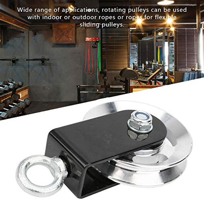 Heavy Duty Stainless Steel Fitness Pulley Bracket with Smooth Rolling Wheels for Home Gym Rope Systems Indoor Outdoor Use 6.1x3.5in