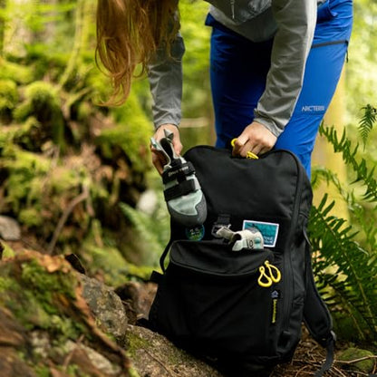 Asana Climbing Gym Backpack 'Session' - Men's and Women's 20L Gear Bag with Shoe Compartment, Stretch Pocket & Patch Strip (Black)