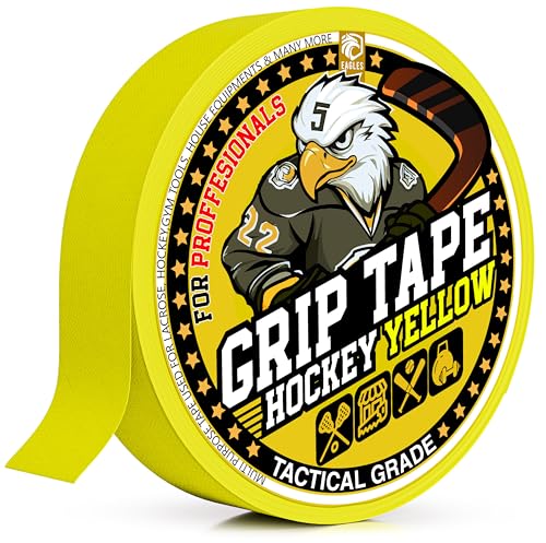 EAGLES Hockey Tape Multipurpose Cloth Tape Roll for Lacrosse Baseball & Softball Bats, Rackets, Pullup Bars, Gardening Tools, Sports Gift Perfect for Wrist, Ankle, Foot, Knee and Hand Taping - color: Yellow