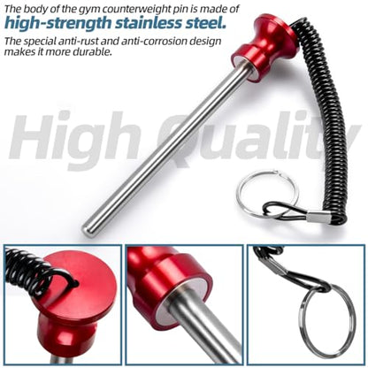Universal Weight Stack Pin Magnetic for Commercial Gym or Home Gym Club | Heavy Duty Magnetic Weight Stack Pin, Universal Gym Weight Pin Insert with Pull Rope for Plate Apertures Above 10.5 mm