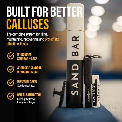 SandBar Ultimate Callus Remover Set - 4" & 8" Files with Moisturizing Salve Balm Stick - Elevating Athletes, Weightlifters & Rock Climbers for Smoother Hands & Feet - Gold (Black) (Gold Bundle) - style: Gold Bundle