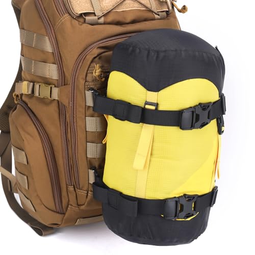 Tactical MOLLE/PALS Backpack Attachment Straps - Adjustable G-Hook Tie Downs, Non-Slip Cam Buckle, for Rucking, Hunting, Hiking, Camping, Tripod & Sleeping Gear (7.5-22 in) (Silvery, 2-Pack) - size: 2-Pack, style: Silvery