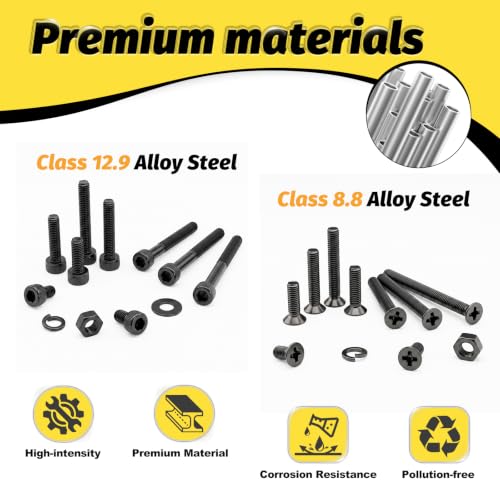 Kadrick M3 Screws Assortment Kit, 2440 Pcs Hex Socket Cap & Phillips Flat Head M3 Bolt Kit, 4-35mm Length, Nuts, Washers & Allen Wrench Included,M3 Bolts for 3D Printing - size: M3 2440Pcs 4-35mm