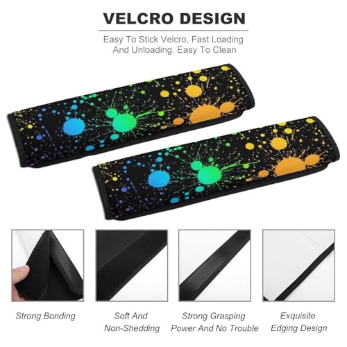 2 Piece Soft Padded Seat Belt Shoulder Pad for Adult Use, All Vehicles, Glow in Dark Paint Splatter Automotive Seat Belt Protector, Easy Install (No Tool) - color: Pattern 792