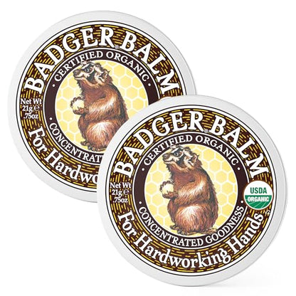 Badger Healing Balm, Hard Working Hands Cream, Organic Hand Cream for Dry Cracked Hands, Long Lasting Hand Moisturizer/Dry Hands Treatment, .75 oz Tin, 2-Pack - size: 0.75 Ounce (Pack of 2)