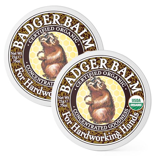 Badger Healing Balm, Hard Working Hands Cream, Organic Hand Cream for Dry Cracked Hands, Long Lasting Hand Moisturizer/Dry Hands Treatment, .75 oz Tin, 2-Pack - size: 0.75 Ounce (Pack of 2)