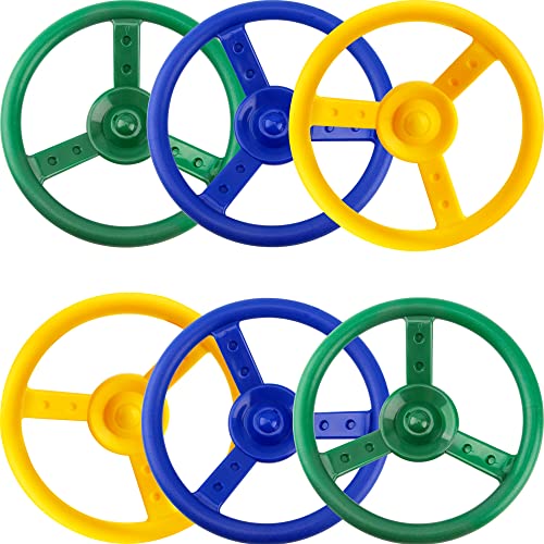 6 Pack Playground Steering Wheel Plastic Swingset Ship Wheel Playset Steering Wheel Toys for Kids Playground Playhouse Treehouse Accessories (Color Set 1) - color: Color Set 1