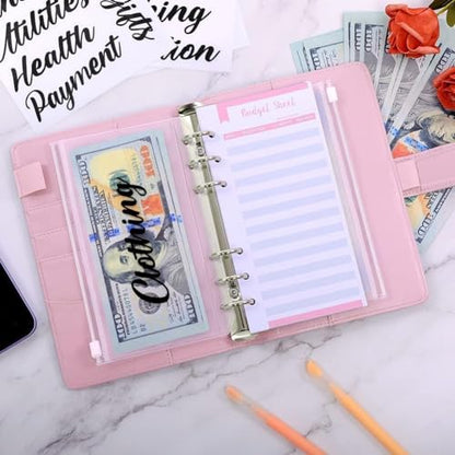 SKYDUE Budget Binder, Money Saving Binder with Zipper Envelopes, Cash Envelopes and Expense Budget Sheets for Budgeting - color: Laser Silver