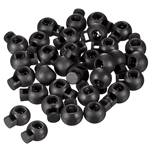 PATIKIL Cord Locks, 100 Pack Ball Spring Toggle Stopper for Drawstring Bag Shoelaces, Black - color: Black