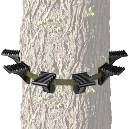 Saddle Hunting Platform Steps, Ultra-Light Ring of Steps for Climbing Bow Hunting with 6 Feet Heavy-Duty Strap & Cam Buckle, Ergonomic Anti-Slip Design - size: 6 Pack