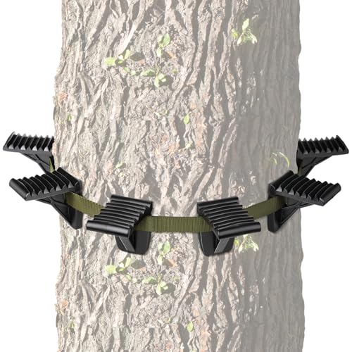 Saddle Hunting Platform Steps, Ultra-Light Ring of Steps for Climbing Bow Hunting with 6 Feet Heavy-Duty Strap & Cam Buckle, Ergonomic Anti-Slip Design - size: 4 Pack