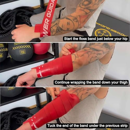 POWER GUIDANCE Muscle Floss Bands - Compression Bands - Mobility & Recovery Bands - for Improving Movement, Increasing Circulation & Reducing Soreness - color: Red High Resistance (1)