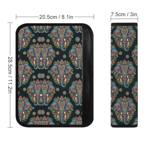 2 Pack Mandala Elephant Car Seat Belt Pad Soft Padded Automotive Seat Belt Protector for Child, Stroller Pushchair High Chair, Shock Absorption - color: Pattern 16