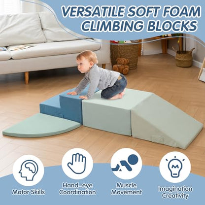 CAPAKIDS Large 4 Pcs Climbing Toys for Toddlers 1-3, Classic | Indoor Use, Odorless & Skin-friendly, Foam Climbing Blocks, Velcro to Keep Together - color: Classic