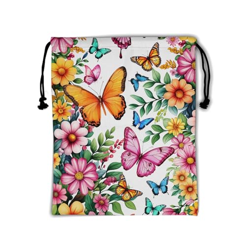 Gymnastics Grip Bag Lightweight Small Drawstring Grip Bags for Gymnasts - color: Colorful Butterfly-multi