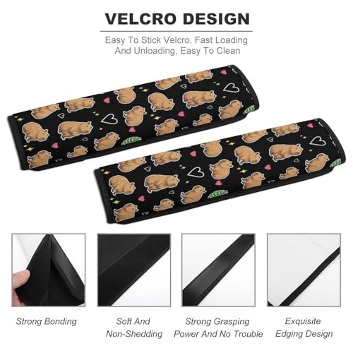 1 Pair Universal Soft and Comfortable Seat Belt Shoulder Pad for Adult Use, Stroller Pushchair High Chair, Cool Capybara Black Neck Strap Covers, Anti-Slip Pad - color: Pattern 637