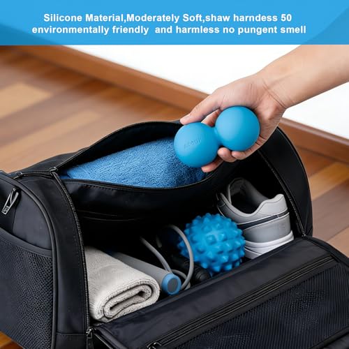 Aegero Peanut Massage Ball-Double Lacrosse Massage Ball, Mobility Ball for Myofascial Release,Yoga Therapy,Trigger Point Therapy,Muscle Knots and Acupoint Massage (Blue Firm Ball) - color: Blue