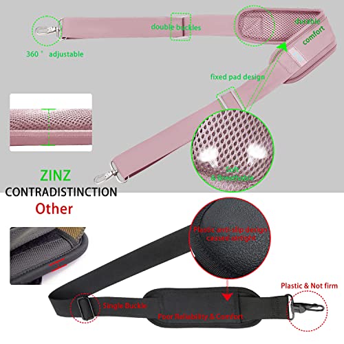 ZINZ 79 inch Shoulder Strap, Extra-thick Fixed Cushion Pad and Dual Clasps Universal Replacement Strap with Metal Swivel Hooks for Laptop Bags, Luggage Bags, Camera, Crossbody (200cm,Pink) - color: Pink
