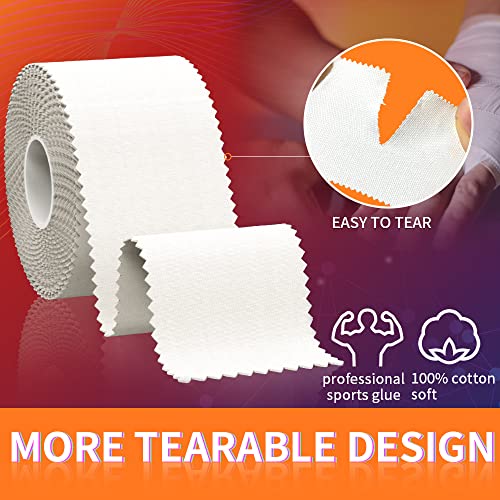 1.5" 90 Feets Athletic Tape - Sport Tape - Medical Tape - Ankle Tape Strong Easy Tear NO Sticky Residue for Wrist Arms Legs Baseball Soccer Football Golf Climbing Boxing Hockey Stick Bat