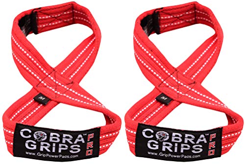 Deadlift Straps Figure 8 Loop Lifting Straps The #1 Choice for Power Lifters weightlifters workout Enthusiasts - color: Red, size: 70 cm Up to 8.0" Wrist Circumference