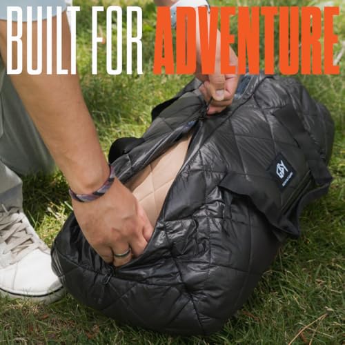 Quilted Duffle Bag - 20" Black Puffer Gym Bags for Men & Women, Lightweight Travel Bag, Ideal for Workout, Sports, Travel, Carry-On, 30L Waterproof Mini Duffle Bag by GBY