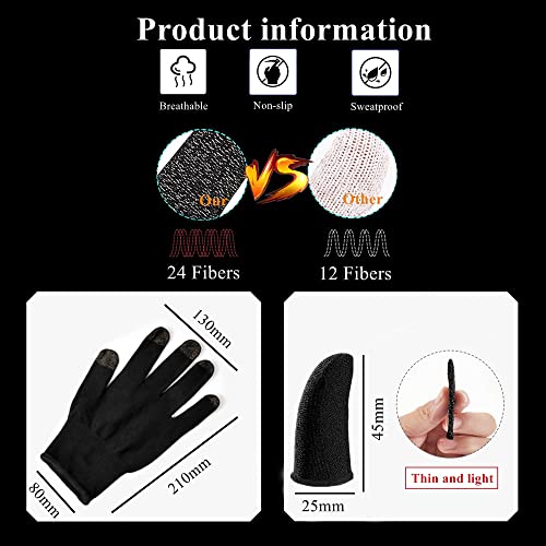 Gaming Gloves for Sweaty Hands - Rakizbe High-Sensitive Anti-Sweat Breathable Seamless Touch Screen Gloves with Thumb Finger Sleeves for iPad/Mobile Game Controller - size: Large