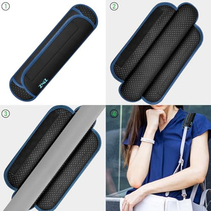 ZINZ Universal Shoulder Pad with Ultra Thick Cushion for Bag Luggage Bag Crossbody, Plus Long & Anti-Slip & Breathable,Black-Blue Edge - color: Black-blue Edge