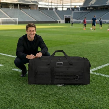 135L Extra Large Duffle Bag, Heavy Duty Sports Gym Travel Duffel Bag | for Basketball, Baseball, Hockey, Football, Helmets, and Pads - color: Black