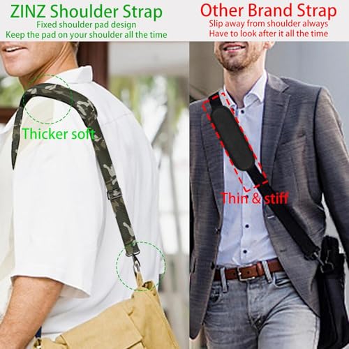 ZINZ Shoulder Strap 58" Ultra-Thick Fixed Padded and Adjustable Buckles Crossbody Strap for Briefcase Laptop Bag Luggage - color: Camouflage Green