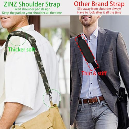ZINZ Shoulder Strap 58" Ultra-Thick Fixed Padded and Adjustable Buckles Crossbody Strap for Briefcase Laptop Bag Luggage - color: Camouflage Green