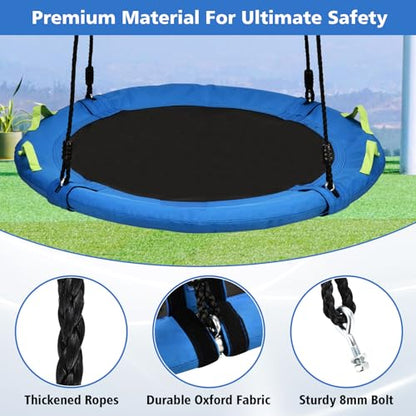 HeyZoo Tree Swing, Saucer Swing 24 Inch for Kids, Outdoor Swing, Blue | 900lbs Weight Capacity, with Adjustable Hanging Straps, for Backyard and Playground - size: 24 Inch