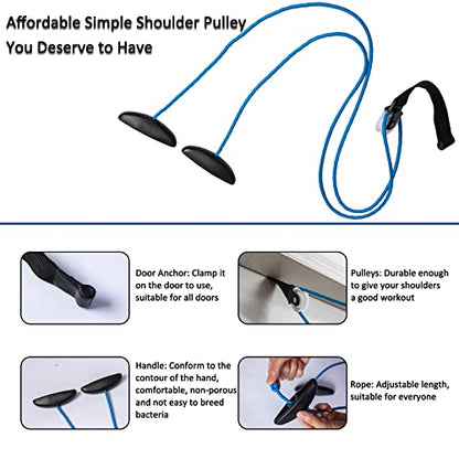Shoulder Pulley Over The Door Physical Therapy System | Over-the-door exercise pulley designed for shoulder physical therapy exercises. - color: 2PCS-Blue