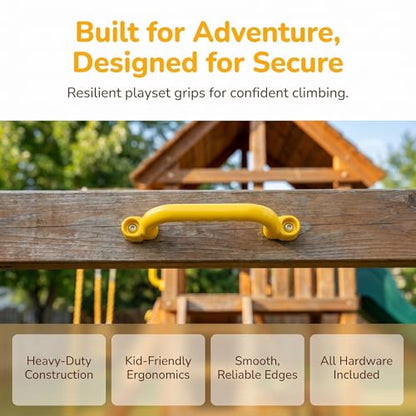 2 Pieces Climbing Frame Handles Smooth Edges Kids Climbing Handle Easy to Install Playset Grab Handle for Young Children, Outdoor, Yellow - color: Yellow