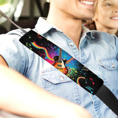 2 Pack Guitar Music Rock Musical Guitar Players Car Seat Straps Shoulder Pads Soft Padded Seat Belt Cushion for Kids, All Vehicles, Pressure Relief - color: Pattern 350