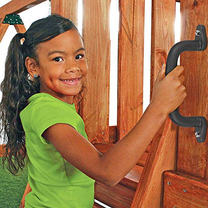 Dolibest 2-Pack Safety Handles for Swing Sets & Playsets - Monkey Bars with Anti-Skid Grip with Finger Indentations, Plastic Grab Handles, Easy Mounting for Climbing Frames, Playhouses, Treehouses - color: Black-2pcs