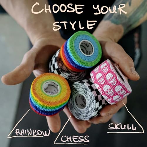 Professional Weight Lifting Thumb Tape - Protects Finger Tape, Adhesive for Powerlifting, Yoga & Gym, Hand Grip Support for Weightlifting, Deadlift, Barbell Hook Grip - color: Mix Skull
