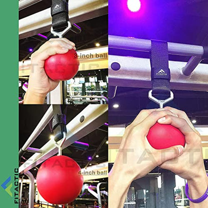 Rock Climbing Solid Training Cannonball Bomb Power Pull Up Ball Hold Grips for Straps for Finger, Forearm, Biceps, Back Muscles - color: Black (Groove 3.5")