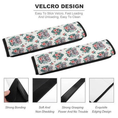 Universal Soft and Comfortable Seat Belt Cover for Adult Use, Stroller Pushchair High Chair, 2 Pack Cute Koala Pink Floral Shoulder Harness Cover - color: Pattern 606