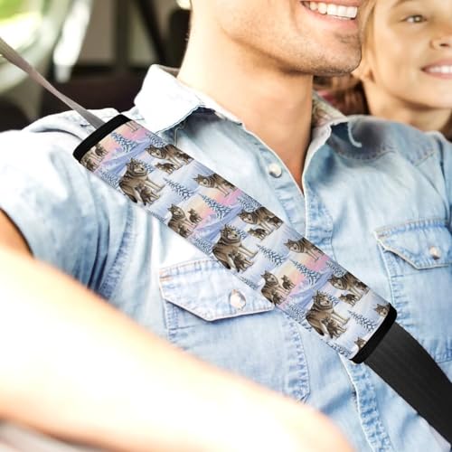 2 Pack Soft Padded Seat Belt Cover for Girls and Boys, All Vehicles, Wolf Wolves Family Harness Pads Strap, Anti-Slip Pad - color: Pattern 635
