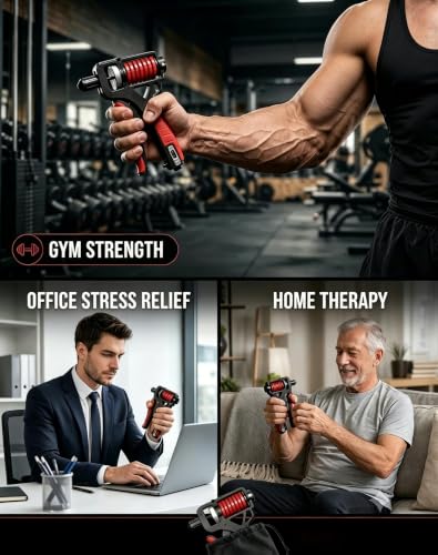 Ergonomic Adjustable H-Grip Hand Trainer | Counting Hand Grip Strengthener for Stress Relief Hand Gripper, Boost Wrist, Forearm & Fingers - color: Electronic counting-B